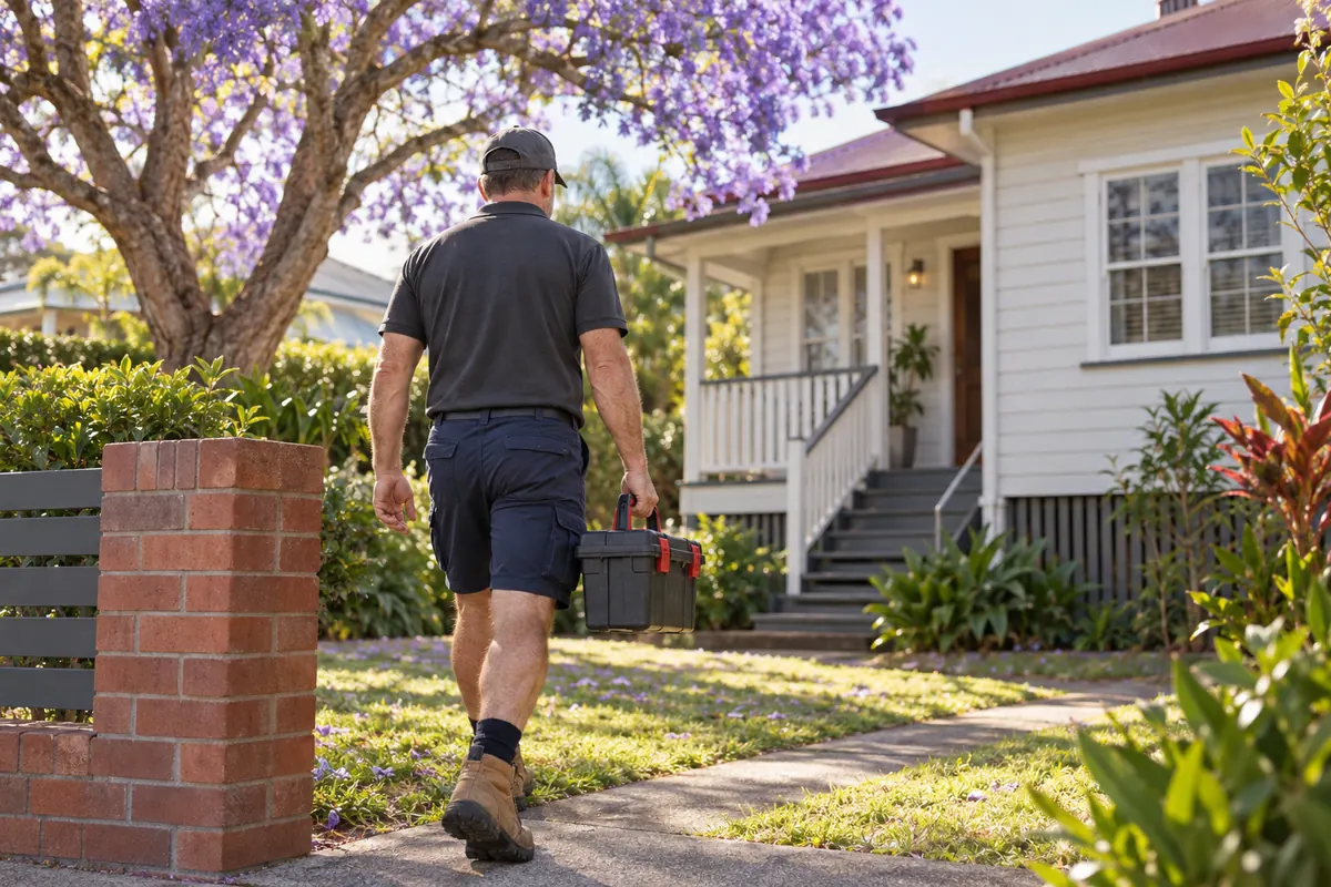 A pest controller arriving at a Brisbane southside home for a termite inspection