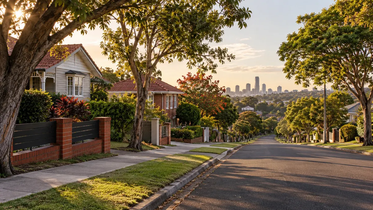Street of established post-war homes in Brisbane's southern suburbs